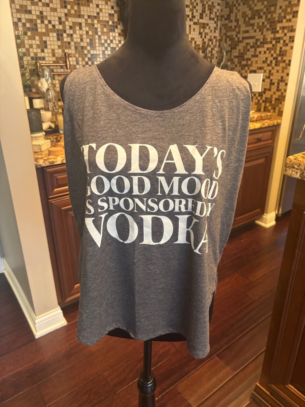Gray Graphic Tank Top - 'Today's Mood is Sponsored by Vodka'